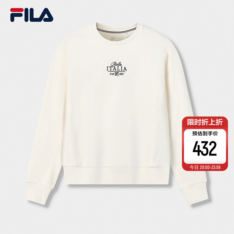 FILA 斐乐官方女子套头卫衣2026春新款休闲日常舒适针织长袖上衣