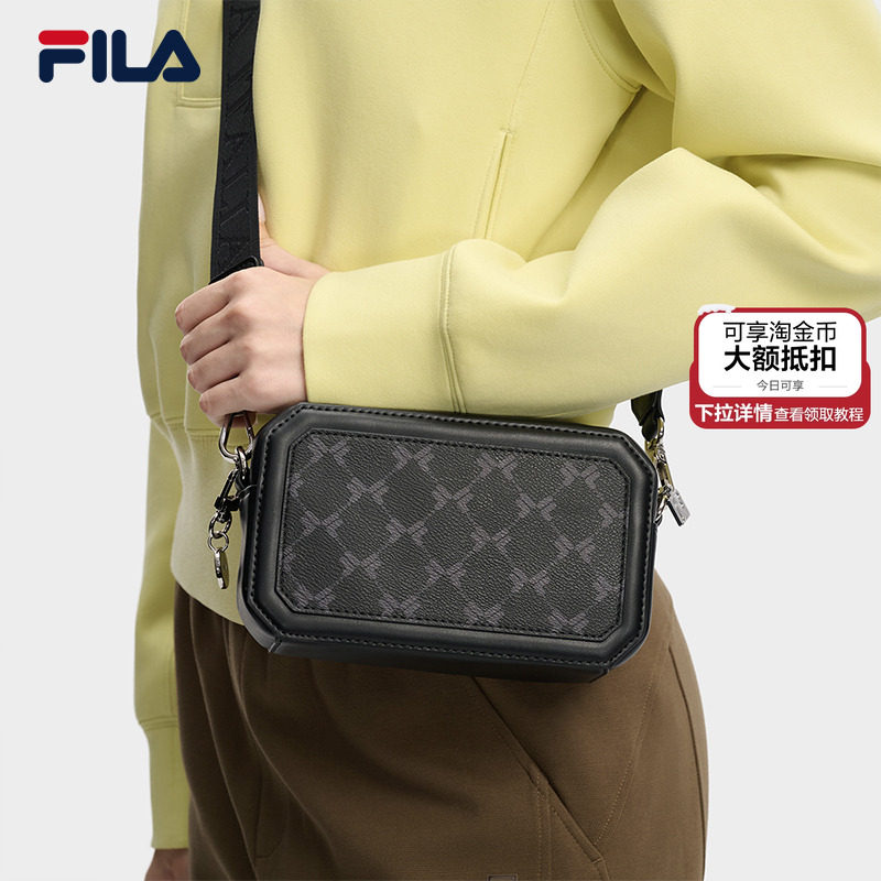 小方包|FILA 斐乐官方女包26春新款时尚单肩包老花满印斜挎方