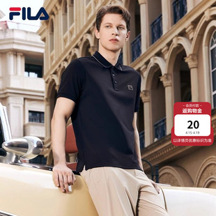 新款 FILA 男夏季 菁英POLO衫 商务休闲通勤运动T恤上衣 斐乐翻领短袖