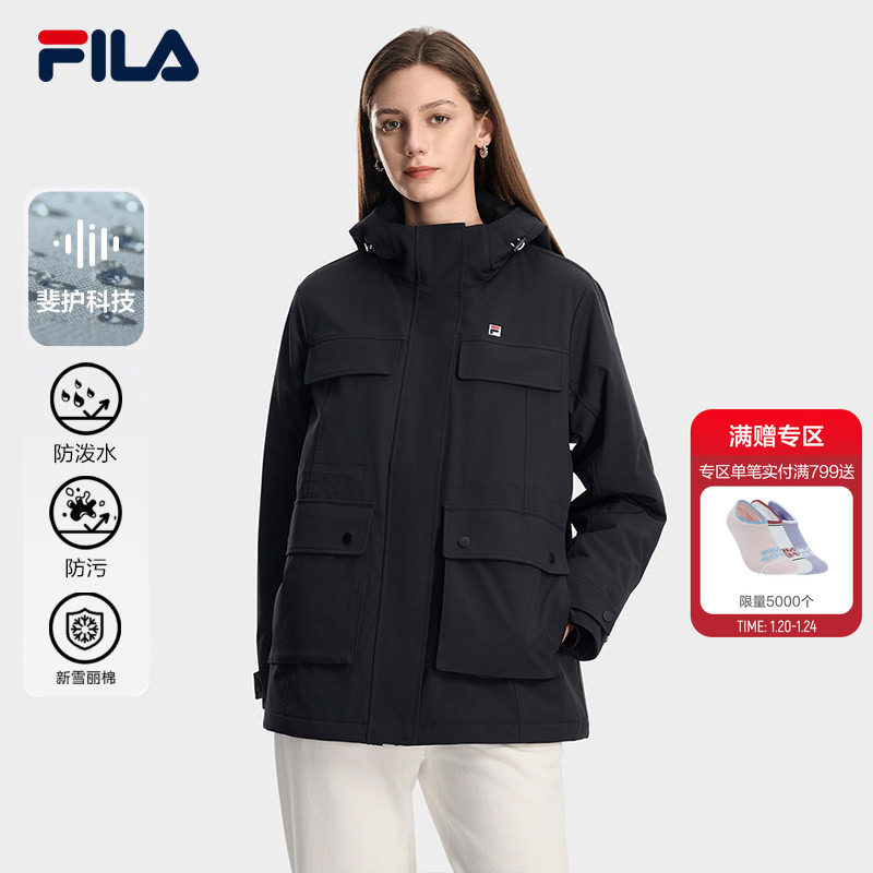 FILA斐乐官方女士棉服2026春季新款时尚休闲连帽派克服保暖外套,运动服/休闲服装,运动棉衣,淘宝优惠券,粉丝福利购,淘宝优惠卷