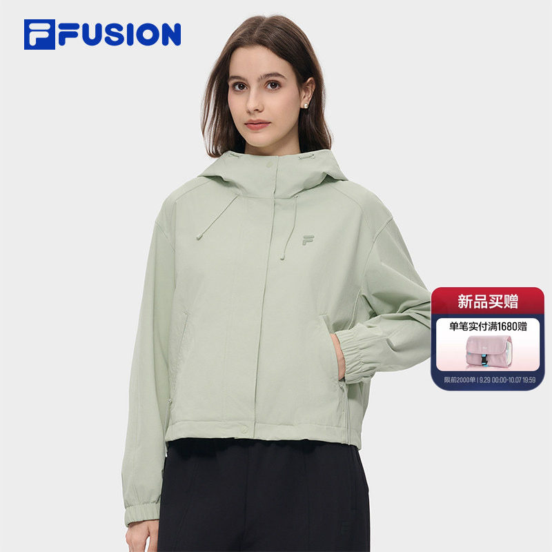 斐乐女士简约宽松连帽外套