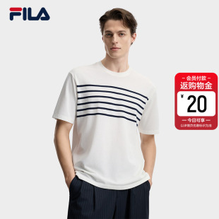 男2026夏新款 衫 休闲百搭日常宽松T恤 FILA斐乐针织短袖 宁泽涛同款