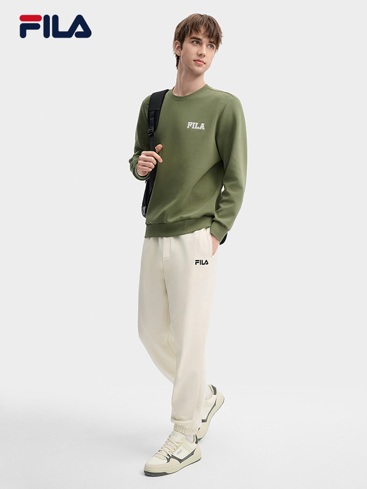 남성용 FILA 풀오버 스웨트 셔츠 2024 신작 가을 루즈 라운드 넥 캐주얼 니트 긴팔 스포츠웨어 탑