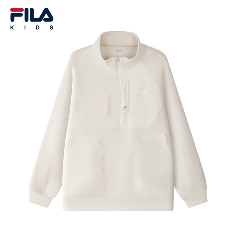 FILA KIDS斐乐童装男大童卫衣2026春季新款儿童立领套头宽松上衣