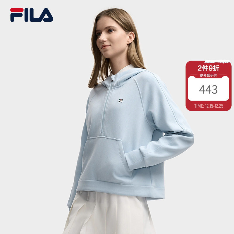 FILA 斐乐官方女子连帽卫衣2025冬新款时尚休闲插肩袖长袖上