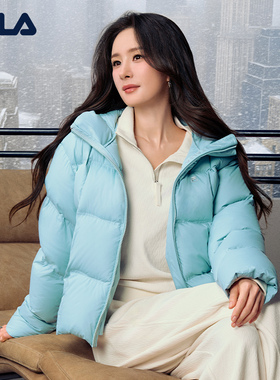 杨幂同款鹅绒FILA斐乐羽绒服2025冬季新款休闲舒适保暖连帽外套女