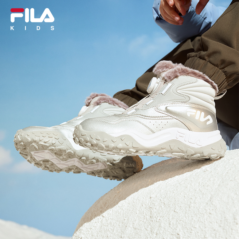 FILA KIDS斐乐童鞋儿童棉鞋冬款男大童旋钮加绒保暖防滑靴运动鞋