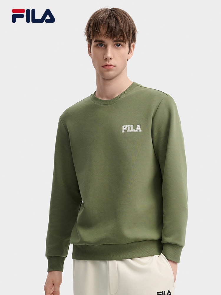 남성용 FILA 풀오버 스웨트 셔츠 2024 신작 가을 루즈 라운드 넥 캐주얼 니트 긴팔 스포츠웨어 탑