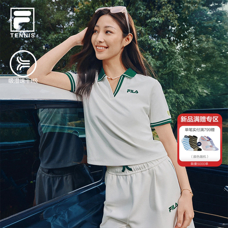 速干|FILA 斐乐官方女子针织短袖POLO衫2026夏季新款网球运动上衣