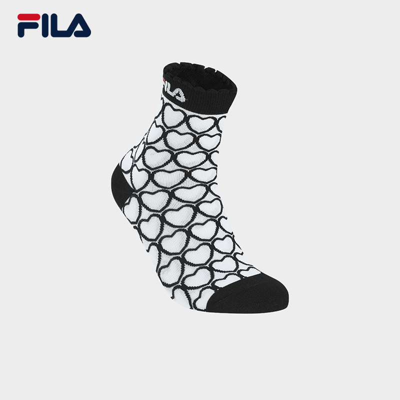FILA 斐乐官方女袜中腰袜2025新款舒适爱心袜保暖运动袜中筒袜