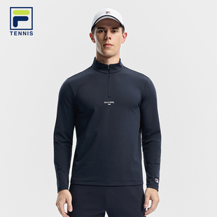 新款 FILA 2025冬季 衫 网球运动基础半拉链长T 斐乐官方男子针织长袖