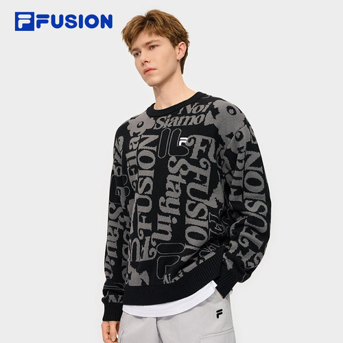 FILA FUSION斐乐潮牌情侣款编织衫2025冬季新款时尚休闲套头毛衣
