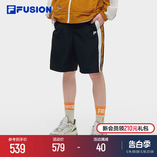 男2024夏季 FILA FUSION斐乐潮牌梭织五分裤 时尚 撞色宽松短裤 新款