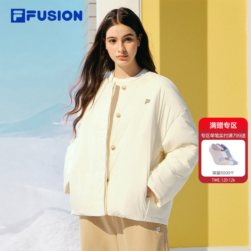 FILA FUSION斐乐潮牌棉服女2025冬新款时尚休闲宽松保暖围巾外套,运动服/休闲服装,运动棉衣,淘宝优惠券,粉丝福利购,淘宝优惠卷