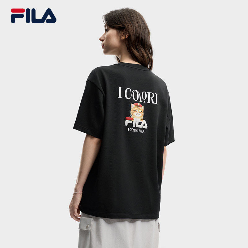 FILA斐乐情侣短袖T恤2026春夏新款男休闲纯棉重磅卡通猫咪上衣女,运动服/休闲服装,运动T恤,淘宝优惠券,粉丝福利购,淘宝优惠卷