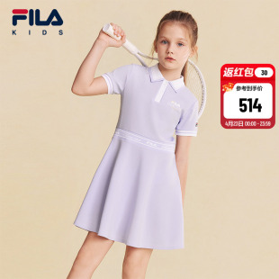 FILA KIDS斐乐童装女大童针织连衣裙2026夏季新款儿童网球运动裙