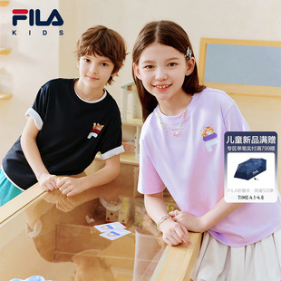 款 FILA KIDS斐乐童装 男女童上衣夏季 T恤 儿童圆领纯棉透气宽松短袖
