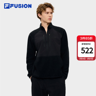 休闲拼接针织上衣 新款 FILA FUSION斐乐潮牌男子套头卫衣2026春季