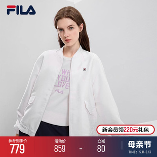 斐乐官方女士梭织肌理印花外套时尚 FILA 休闲上衣棒球领夹克女装