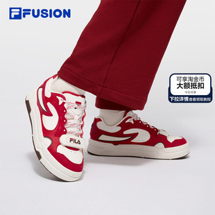 斐乐情侣板鞋 FUSION 2026马年新年红色女鞋 运动鞋 BANK 男鞋 FILA