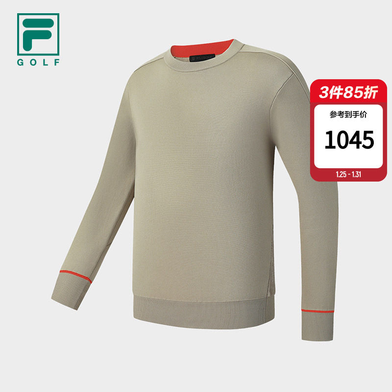 FILA斐乐高尔夫商务运动系列 圆领毛衣冬季新款宽松套头保暖上衣
