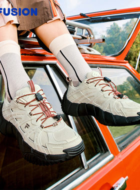 脊骨鞋2丨FILA FUSION斐乐女鞋登山鞋新款休闲鞋新年红色运动鞋子