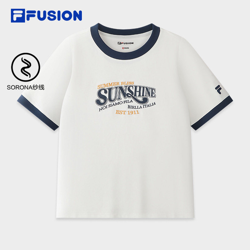 FILA FUSION斐乐潮牌女子针织短袖衫2026夏季新款休闲