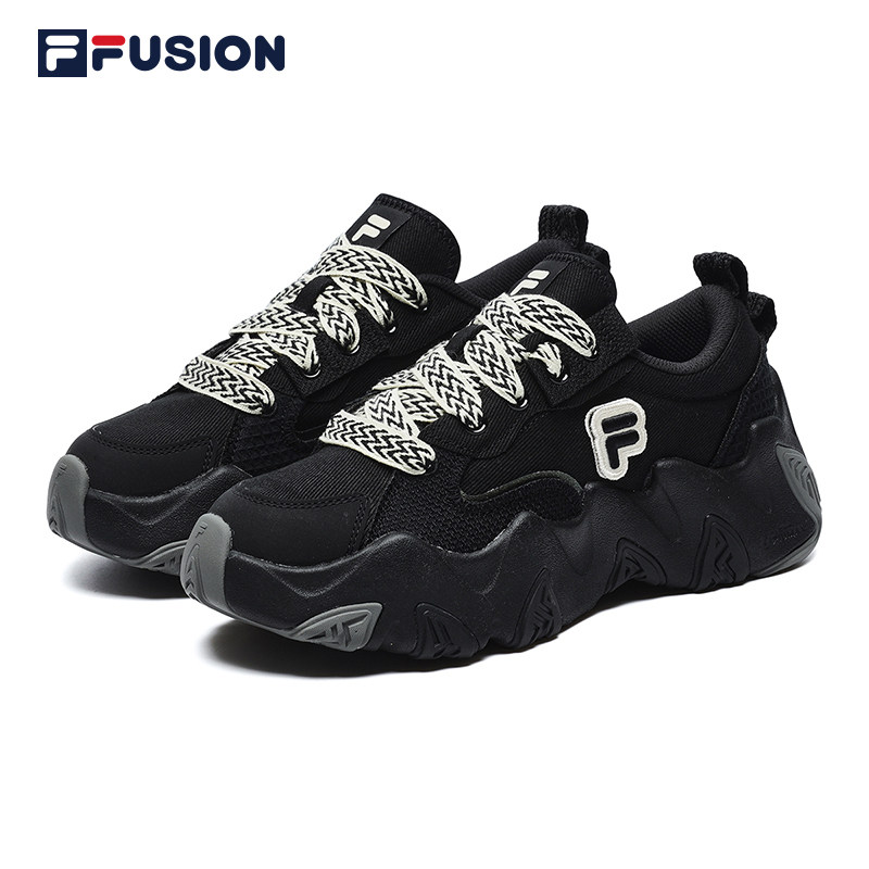 FILA FUSION斐乐官方海星鞋潮牌帆布鞋女鞋运动鞋休闲黑色增高
