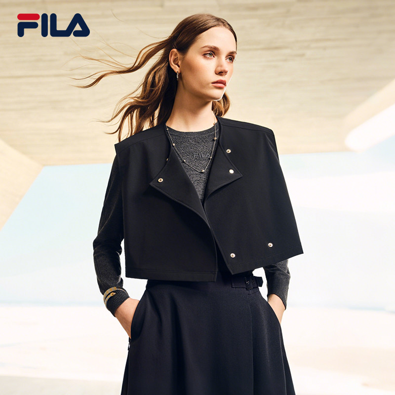 FILA 斐乐官方女士梭织马甲2026春季新款休闲设计感宽松无袖
