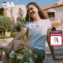 FILA 斐乐官方女子针织短袖衫2025秋新款时尚休闲简约修身显瘦T恤
