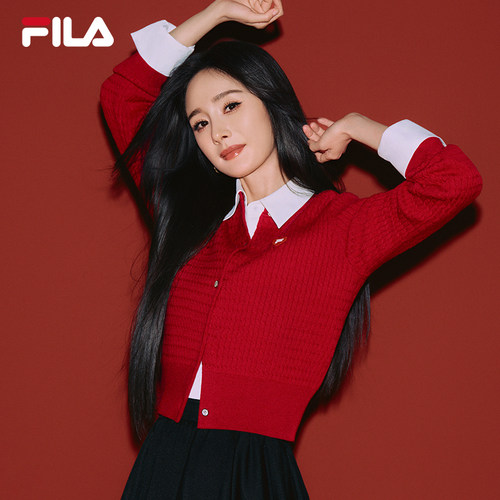 FILA马上起飞腮红毛衣女编织外套