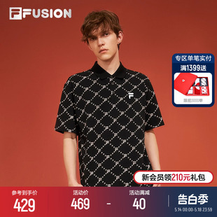 新款 2024夏季 男短袖 FILA 男 FUSION斐乐潮牌POLO衫 老花翻领T恤半袖