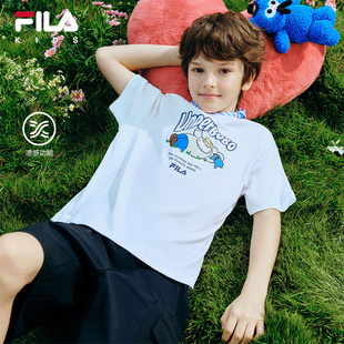 款 FILA T恤2026夏季 儿童短袖 男女童凉感透气纯棉上衣 KIDS斐乐童装
