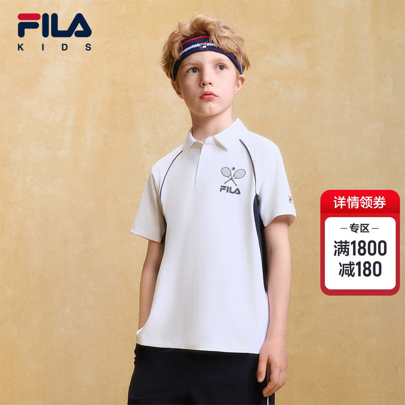 FILA KIDS斐乐童装男大童短袖POLO衫26秋新款儿童网球运动上衣