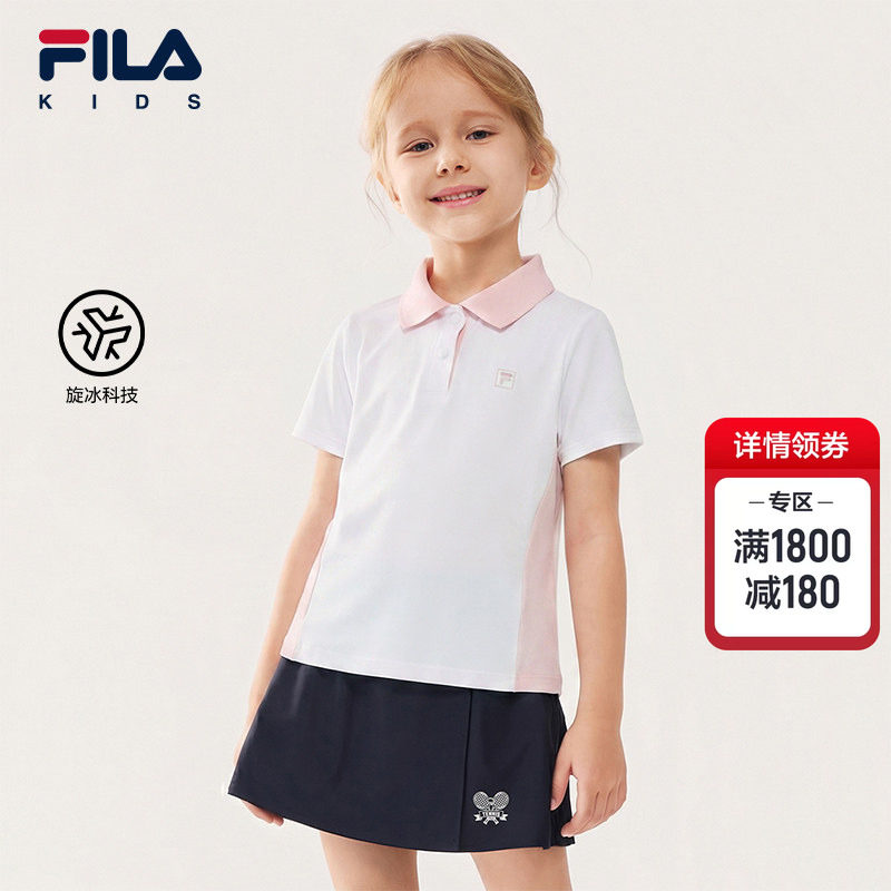 FILA KIDS斐乐童装女小童短袖POLO衫26秋新款儿童透气针织上衣图片