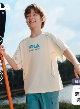 FILA KIDS斐乐童装儿童防晒短袖T恤夏款男女大童户外运动速干上衣