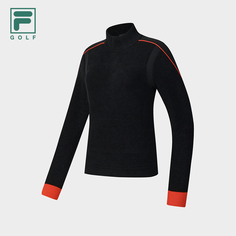 FILA斐乐高尔夫商务运动系列宽松圆领毛衣冬季新款保暖小高领上衣