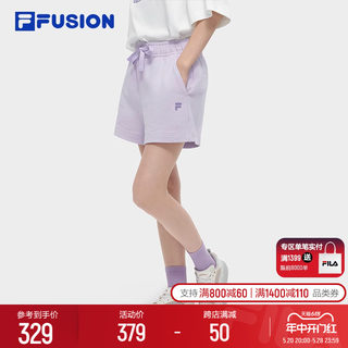 FILA FUSION斐乐潮牌针织短裤女2024夏季新款百搭休闲宽松女裤子