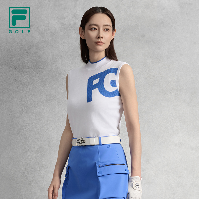 何沐妮同款FILA斐乐女子编织衫2025秋新款高尔夫运动撞色修身上衣
