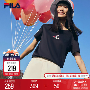 T恤衫 夏季 斐乐官方女子短袖 FILA 百搭休闲纯棉亲肤兔子刺绣上衣