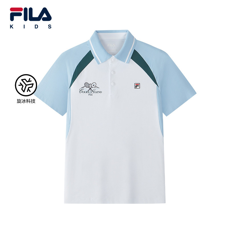 FILA KIDS斐乐童装男大童短袖POLO衫26夏新款儿童运动透气上衣