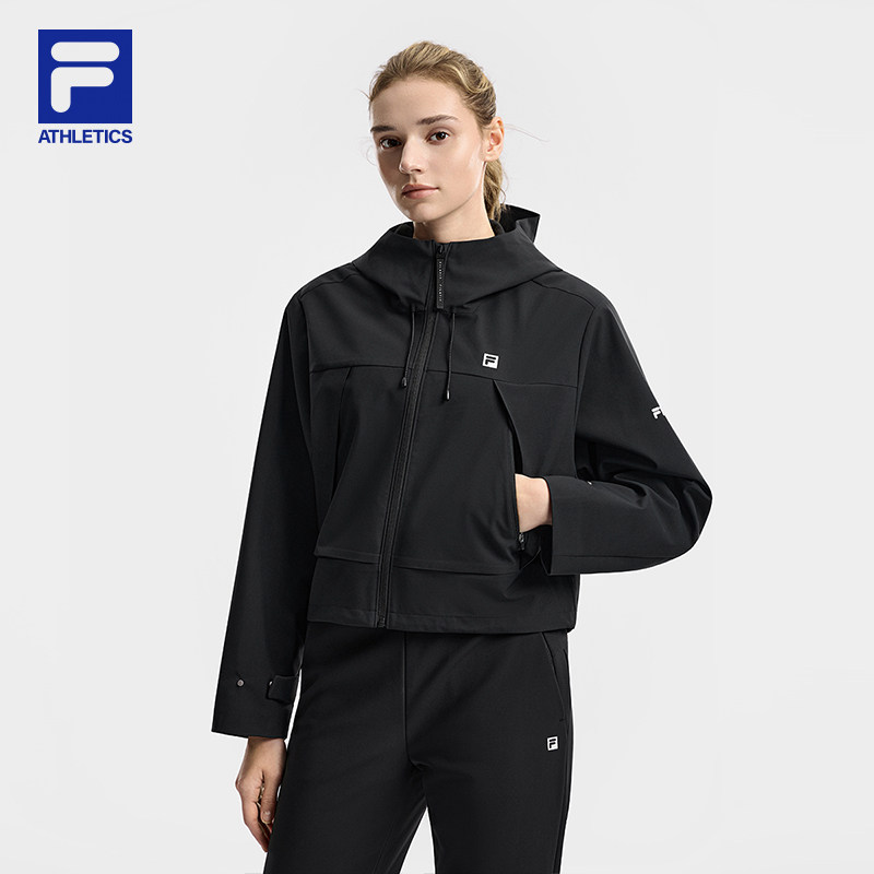 FILA 斐乐官方女士梭织外套2026春新款健身运动简约宽松连帽