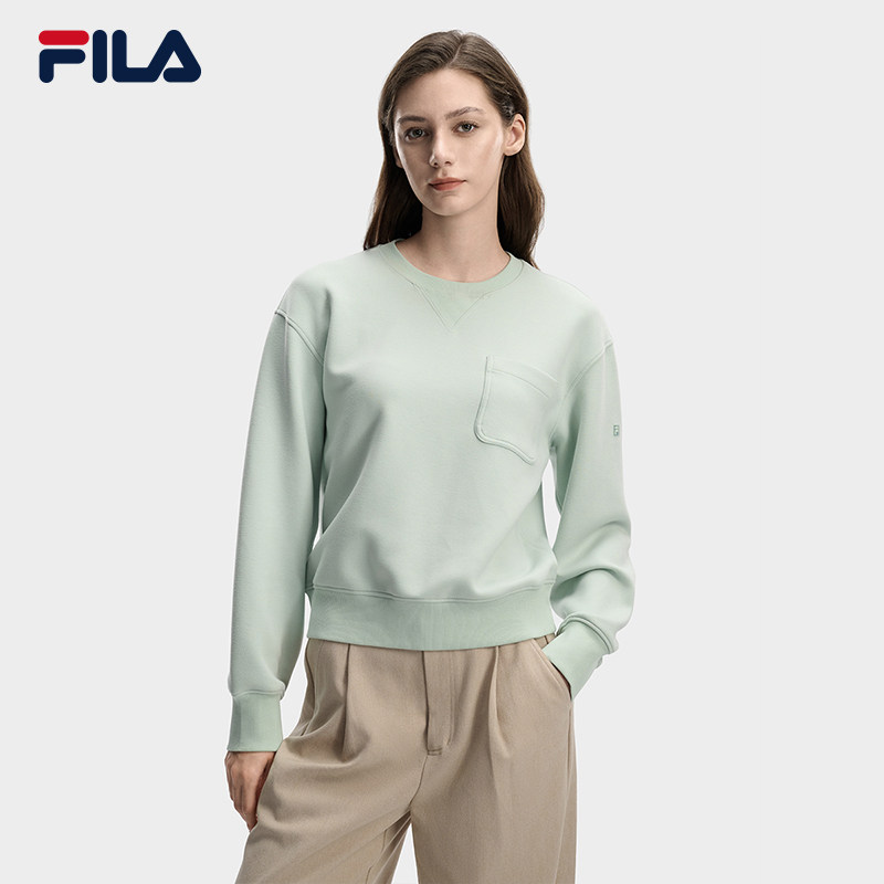 FILA 斐乐官方女子套头卫衣2026春新款时尚短款舒适针织长袖上衣