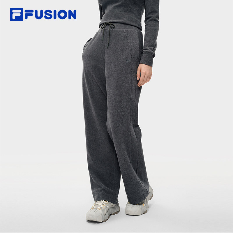 FILA FUSION斐乐潮牌针织长裤女2026春季新款宽松抓绒直筒阔腿裤,运动服/休闲服装,运动长裤,淘宝优惠券,粉丝福利购,淘宝优惠卷