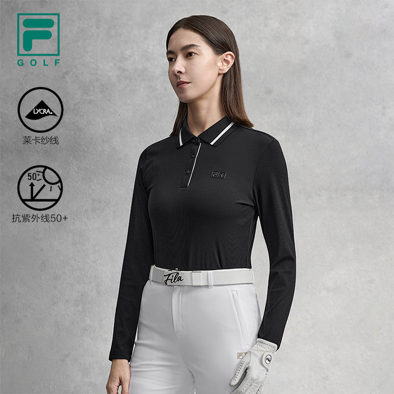 FILA 斐乐官方女子针织长袖POLO衫2026春新款高尔夫运动防晒上衣