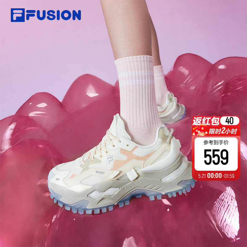 FILA FUSION 斐乐潮牌硬糖女鞋糖果色老爹鞋休闲鞋厚底增