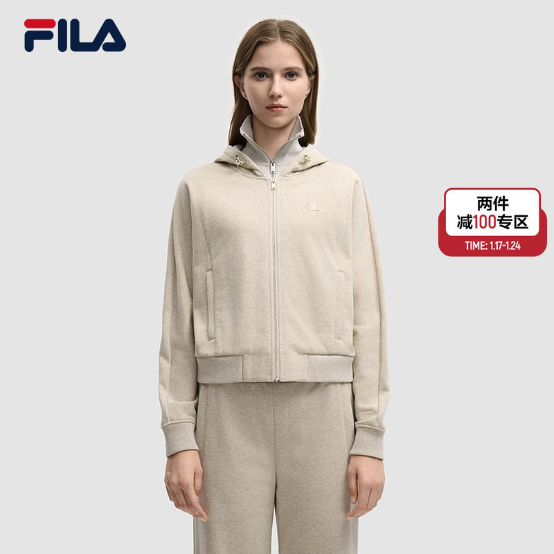 FILA MILANO斐乐官方女针织连帽外套25冬新时尚休闲宽松拉链上衣,运动服/休闲服装,运动茄克/外套,淘宝优惠券,粉丝福利购,淘宝优惠卷