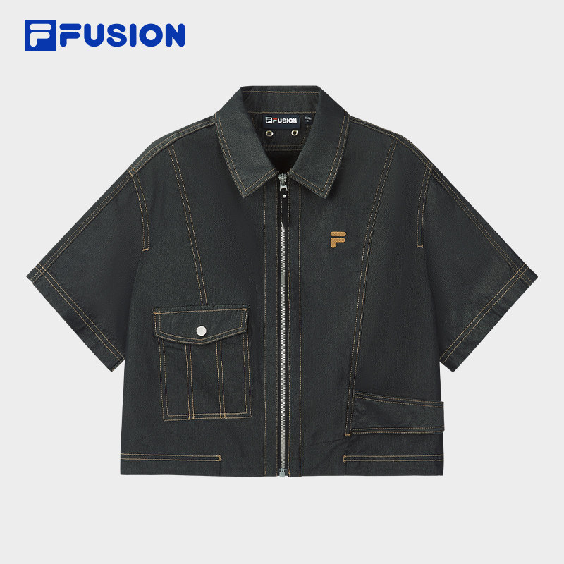 FILA FUSION斐乐潮牌梭织上衣女2025夏新款时尚休闲牛仔短袖外套,运动服/休闲服装,运动茄克/外套,淘宝优惠券,粉丝福利购,淘宝优惠卷