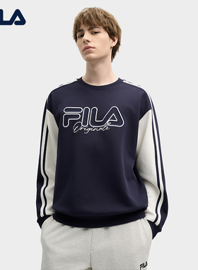 陈星旭同款FILA斐乐男子针织套头衫春季款休闲拼色宽松针织