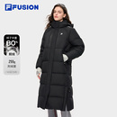 新款 鹅绒羽绒服女2025冬季 保暖连帽外套 FUSION斐乐潮牌长款 FILA
